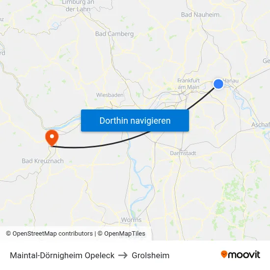 Maintal-Dörnigheim Opeleck to Grolsheim map