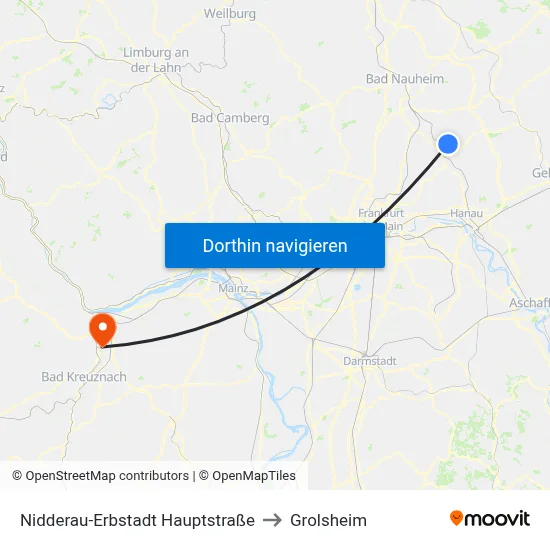 Nidderau-Erbstadt Hauptstraße to Grolsheim map