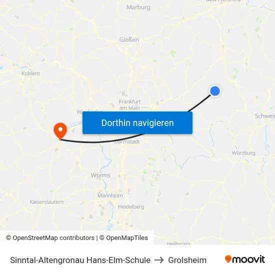 Sinntal-Altengronau Hans-Elm-Schule to Grolsheim map
