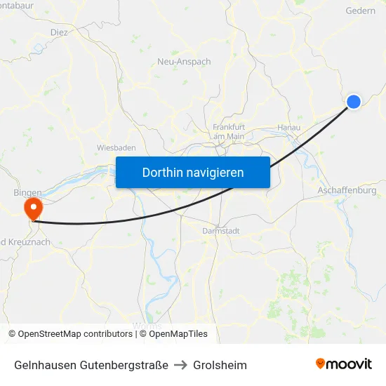 Gelnhausen Gutenbergstraße to Grolsheim map