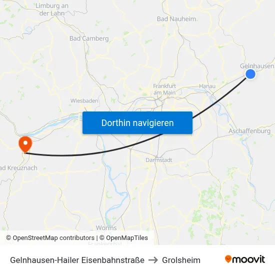 Gelnhausen-Hailer Eisenbahnstraße to Grolsheim map
