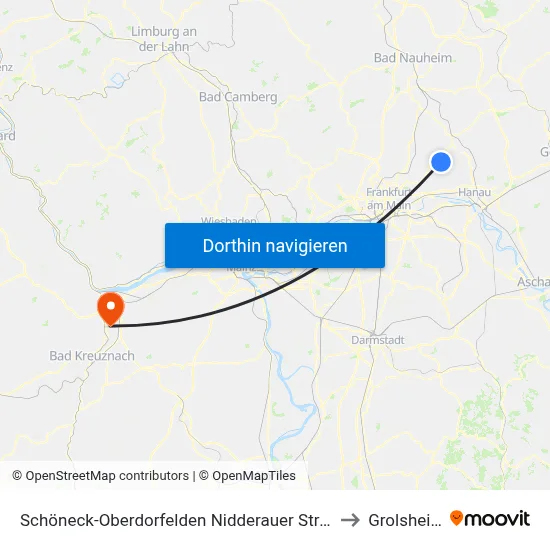 Schöneck-Oberdorfelden Nidderauer Straße to Grolsheim map