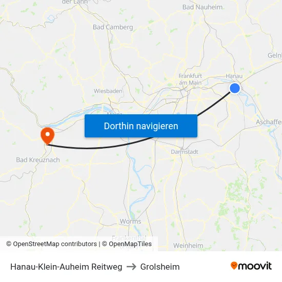 Hanau-Klein-Auheim Reitweg to Grolsheim map