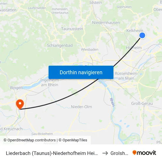 Liederbach (Taunus)-Niederhofheim Heidestraße to Grolsheim map