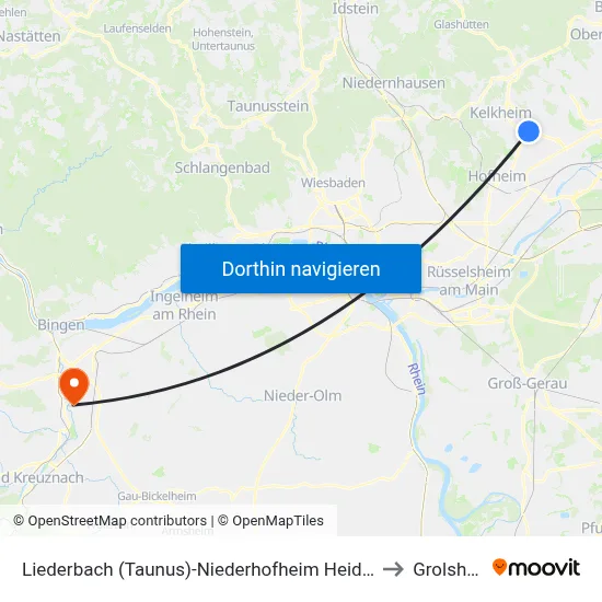 Liederbach (Taunus)-Niederhofheim Heidesiedlung to Grolsheim map
