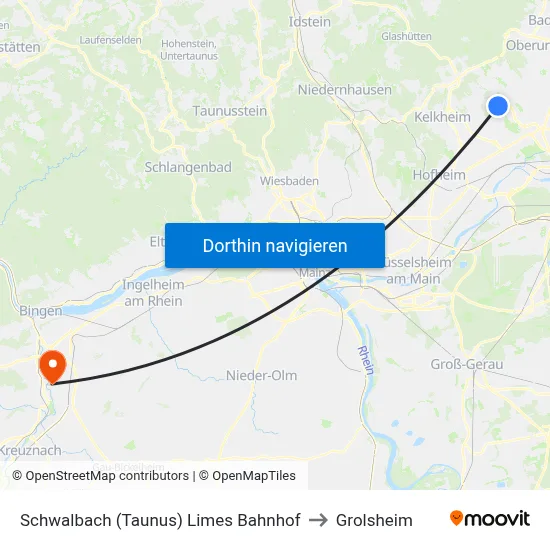 Schwalbach (Taunus) Limes Bahnhof to Grolsheim map