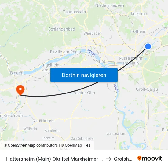 Hattersheim (Main)-Okriftel Marxheimer Straße to Grolsheim map
