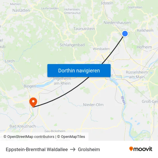 Eppstein-Bremthal Waldallee to Grolsheim map