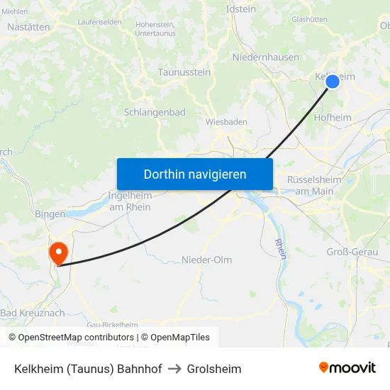 Kelkheim (Taunus) Bahnhof to Grolsheim map