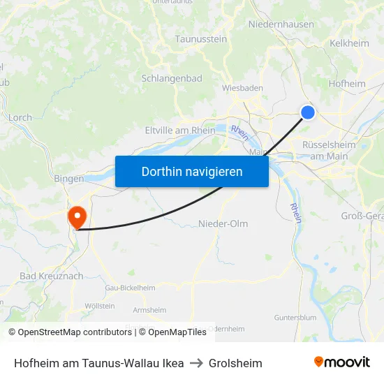 Hofheim am Taunus-Wallau Ikea to Grolsheim map