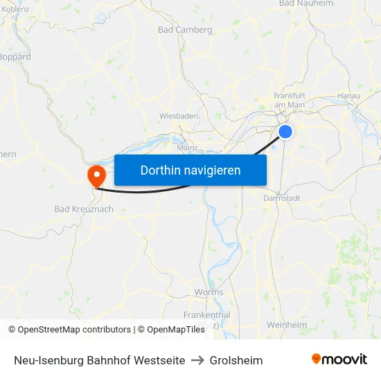 Neu-Isenburg Bahnhof Westseite to Grolsheim map