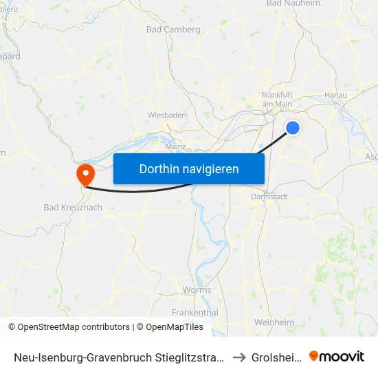 Neu-Isenburg-Gravenbruch Stieglitzstraße to Grolsheim map