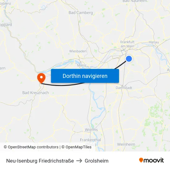 Neu-Isenburg Friedrichstraße to Grolsheim map