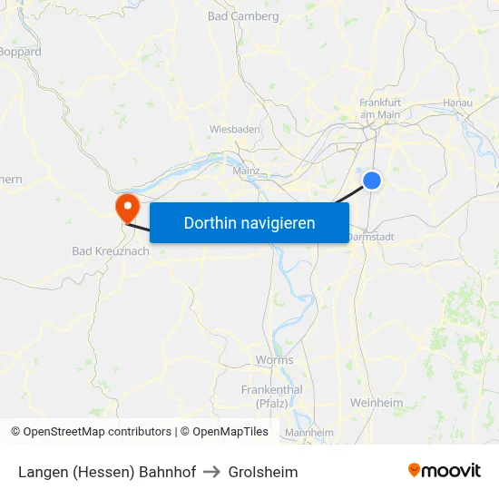Langen (Hessen) Bahnhof to Grolsheim map