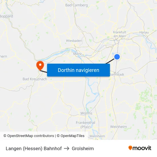 Langen (Hessen) Bahnhof to Grolsheim map