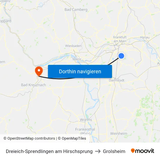 Dreieich-Sprendlingen am Hirschsprung to Grolsheim map