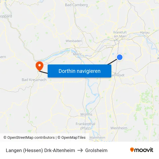 Langen (Hessen) Drk-Altenheim to Grolsheim map
