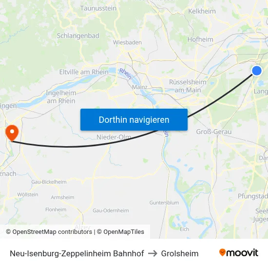 Neu-Isenburg-Zeppelinheim Bahnhof to Grolsheim map