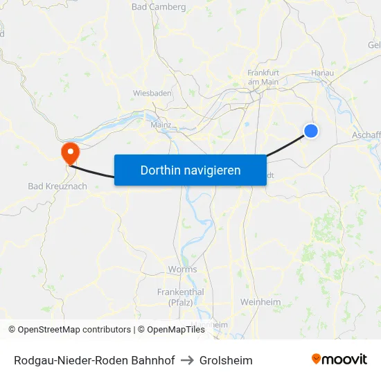 Rodgau-Nieder-Roden Bahnhof to Grolsheim map