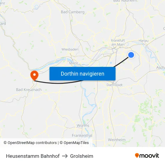 Heusenstamm Bahnhof to Grolsheim map