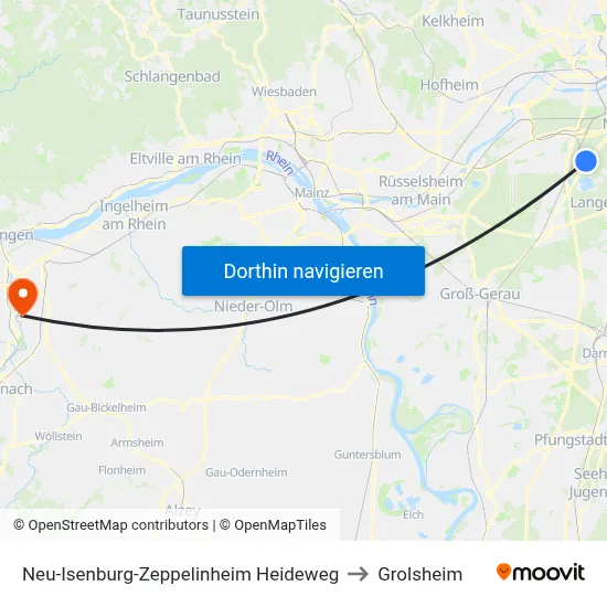 Neu-Isenburg-Zeppelinheim Heideweg to Grolsheim map