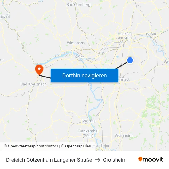Dreieich-Götzenhain Langener Straße to Grolsheim map