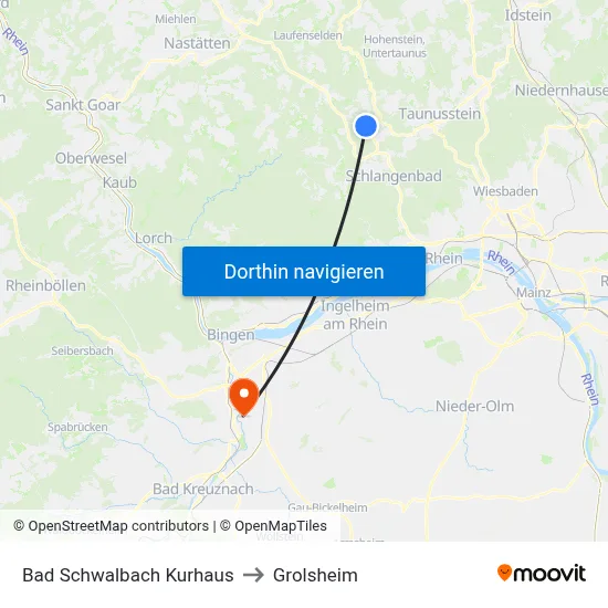 Bad Schwalbach Kurhaus to Grolsheim map