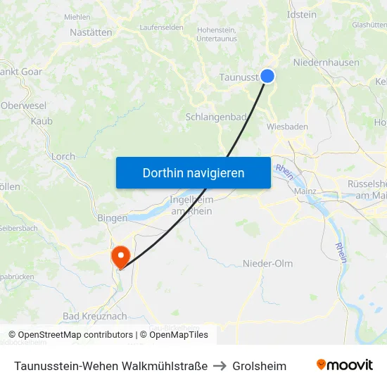 Taunusstein-Wehen Walkmühlstraße to Grolsheim map