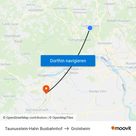 Taunusstein-Hahn Busbahnhof to Grolsheim map
