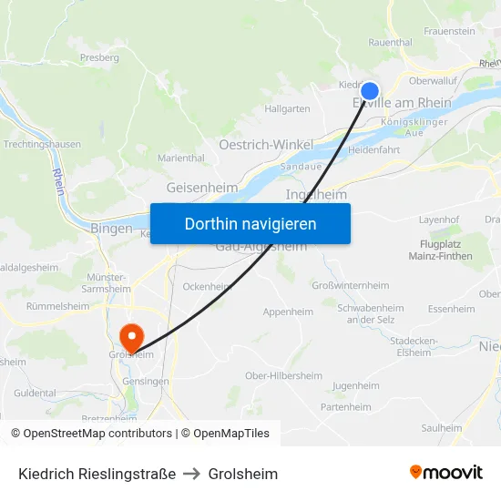 Kiedrich Rieslingstraße to Grolsheim map