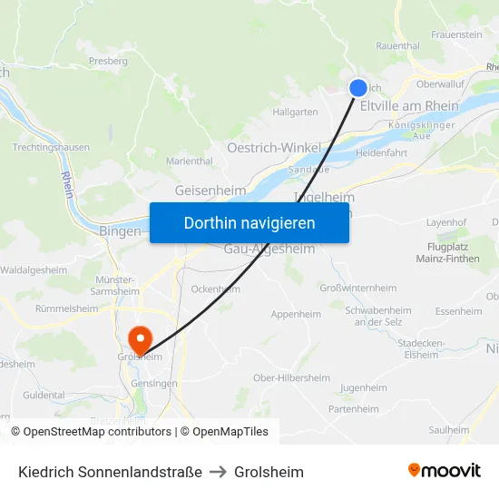Kiedrich Sonnenlandstraße to Grolsheim map
