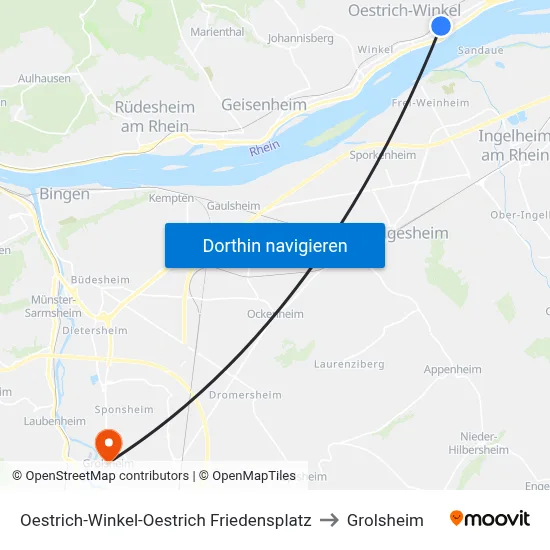 Oestrich-Winkel-Oestrich Friedensplatz to Grolsheim map