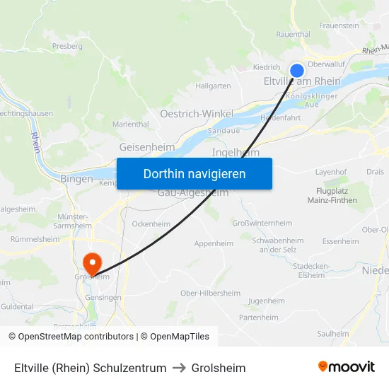 Eltville (Rhein) Schulzentrum to Grolsheim map