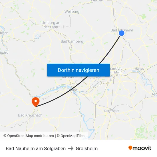 Bad Nauheim am Solgraben to Grolsheim map