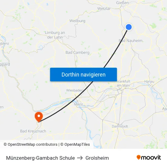 Münzenberg-Gambach Schule to Grolsheim map