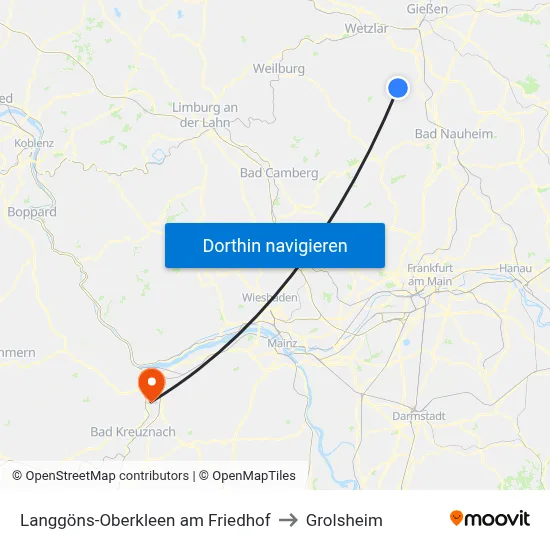 Langgöns-Oberkleen am Friedhof to Grolsheim map