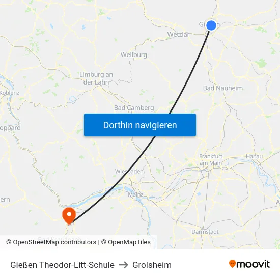 Gießen Theodor-Litt-Schule to Grolsheim map