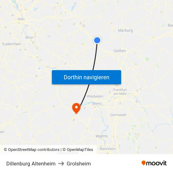 Dillenburg Altenheim to Grolsheim map
