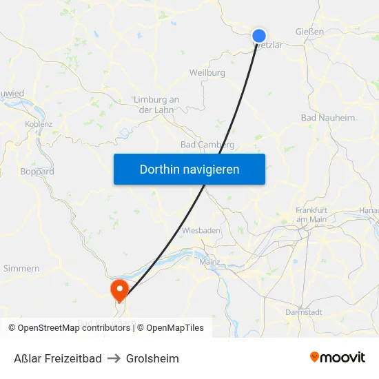 Aßlar Freizeitbad to Grolsheim map