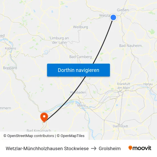 Wetzlar-Münchholzhausen Stockwiese to Grolsheim map