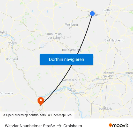 Wetzlar Naunheimer Straße to Grolsheim map