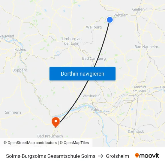 Solms-Burgsolms Gesamtschule Solms to Grolsheim map