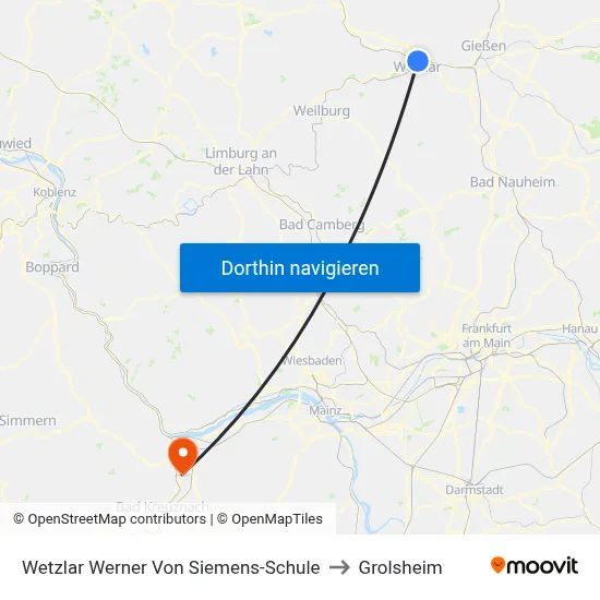 Wetzlar Werner Von Siemens-Schule to Grolsheim map