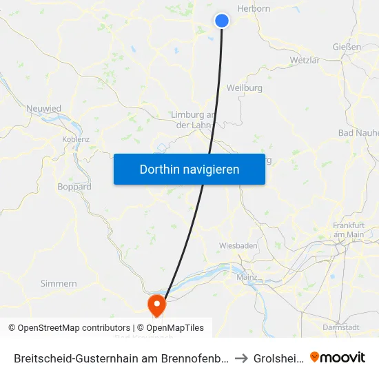 Breitscheid-Gusternhain am Brennofenberg to Grolsheim map