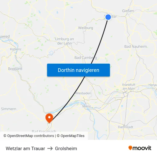 Wetzlar am Trauar to Grolsheim map