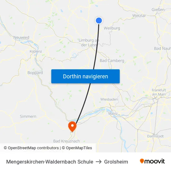 Mengerskirchen-Waldernbach Schule to Grolsheim map
