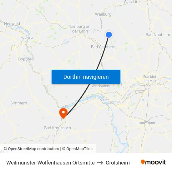 Weilmünster-Wolfenhausen Ortsmitte to Grolsheim map