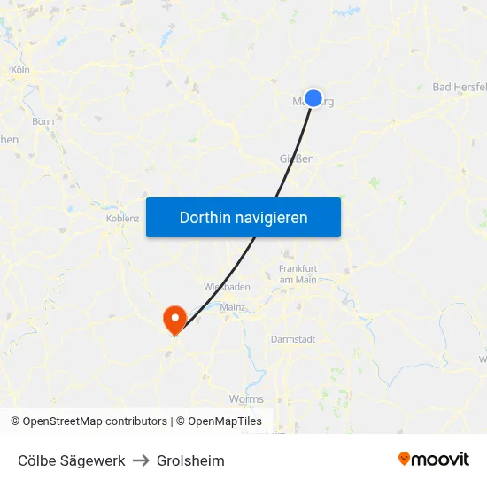 Cölbe Sägewerk to Grolsheim map