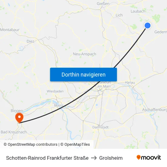 Schotten-Rainrod Frankfurter Straße to Grolsheim map