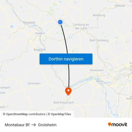 Montabaur Bf to Grolsheim map